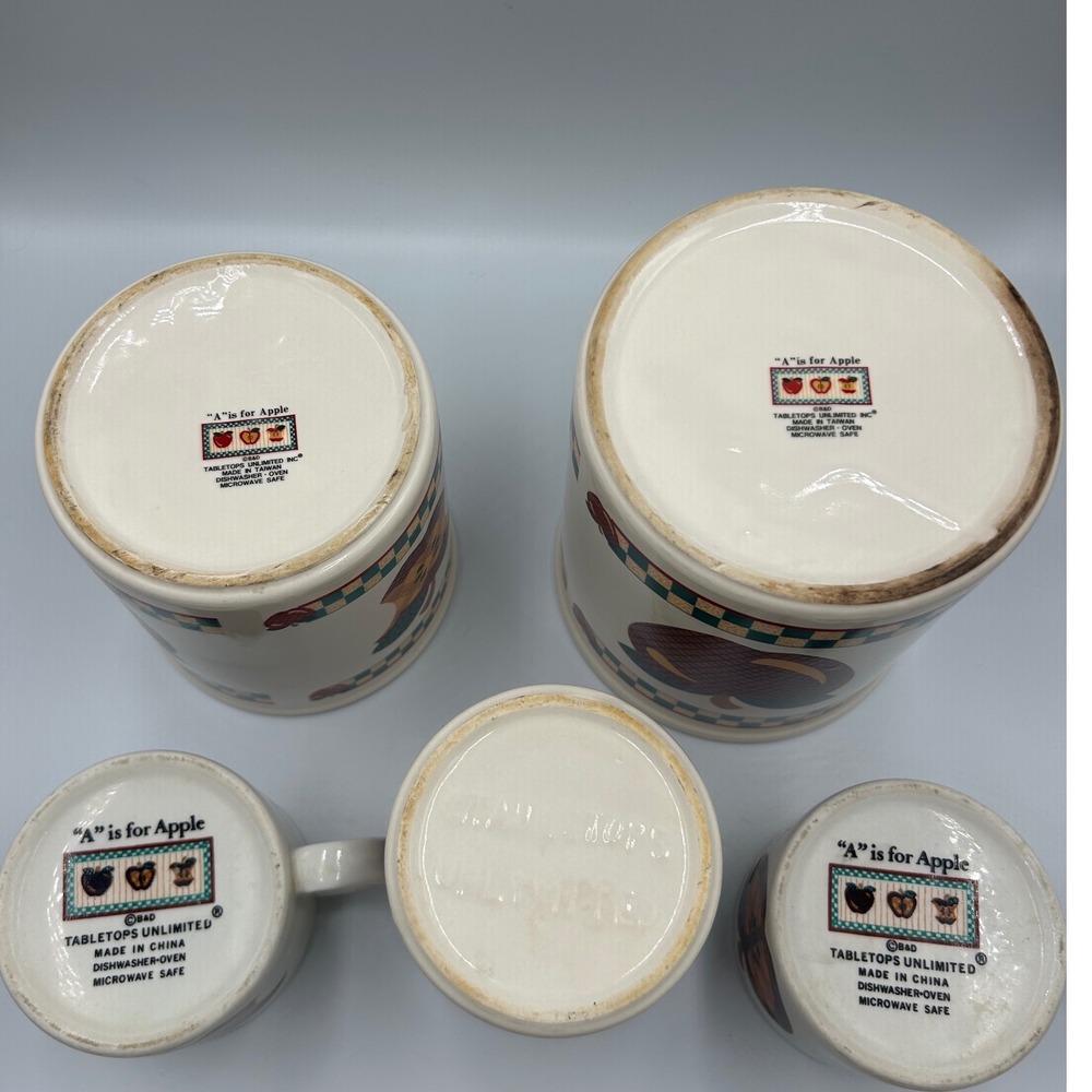 Vintage‎ Tabletops Unlimited A is for Apple Canister Set and Mugs 5pc Kitchen - Picture 6 of 6